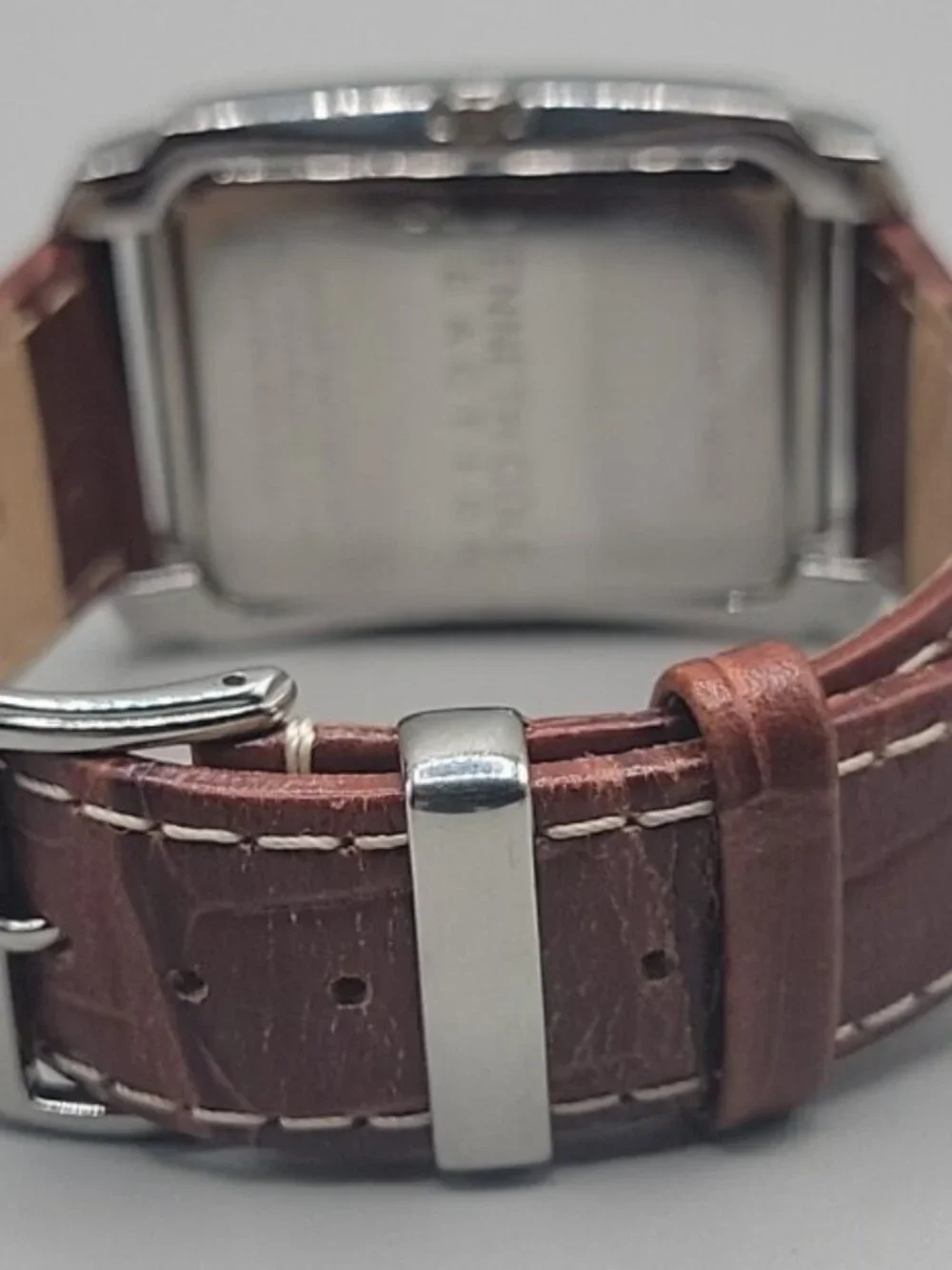 Kenneth Cole Reaction Mens Brown Watch KC1327 Croco Leather Band Date Display